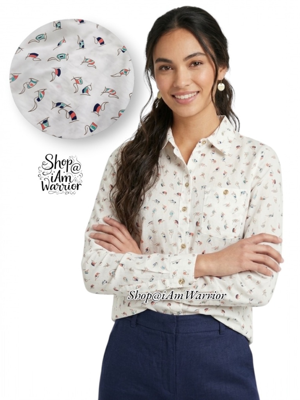 C.Wonder nautical flag print button down shirt *shop@iamwarrior